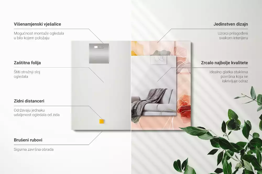 Espejo rectangular estampado Patrones florales abstractos