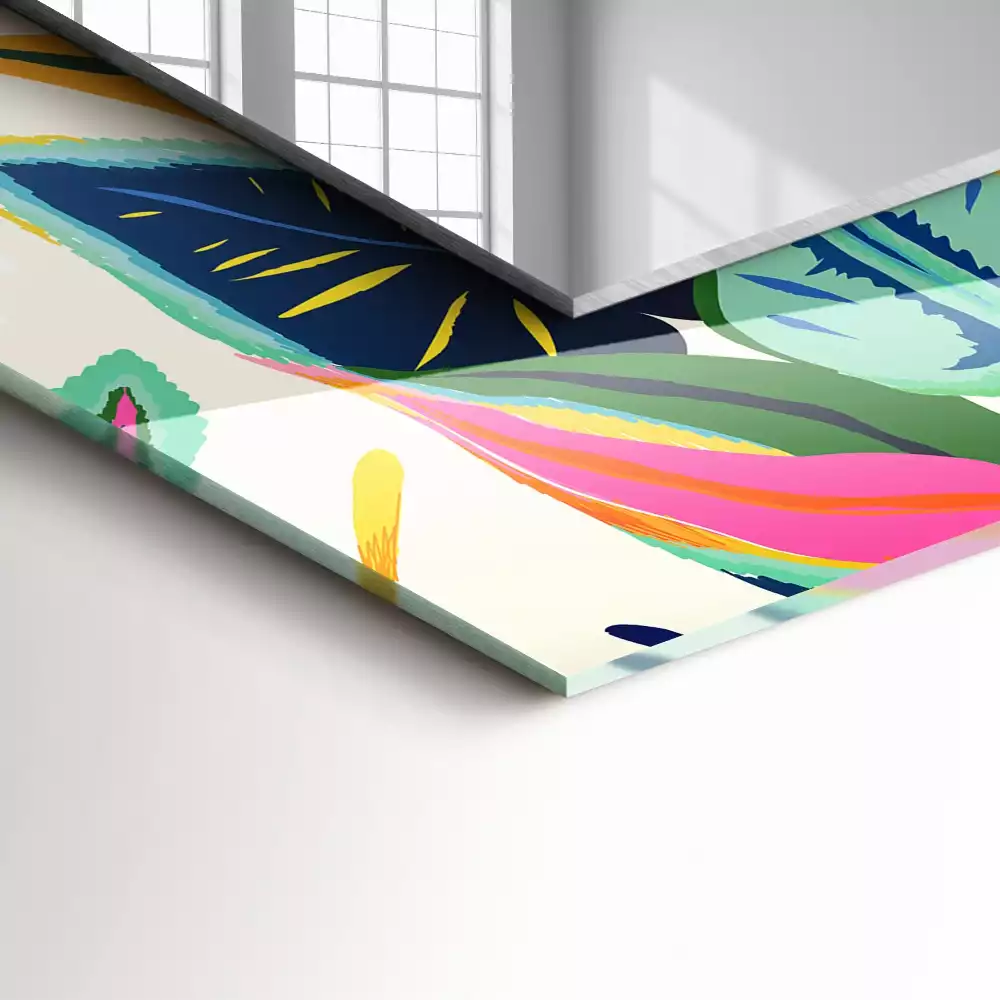 Espejo rectangular impreso Patrón de hojas de colores