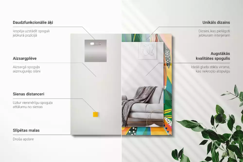 Espejo rectangular impreso Patrón abstracto colorido