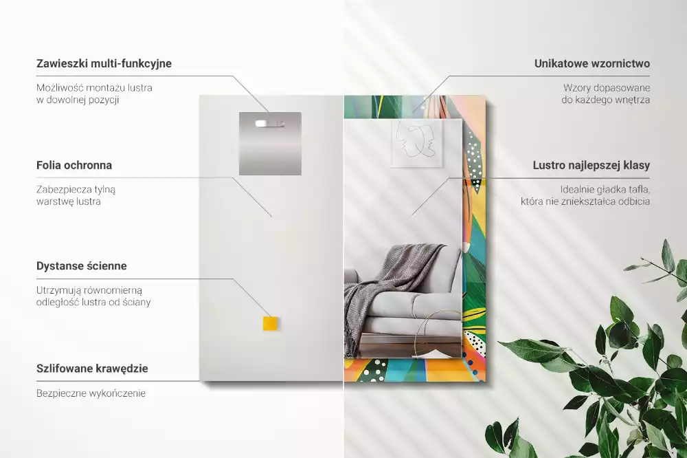 Espejo rectangular impreso Patrón abstracto colorido