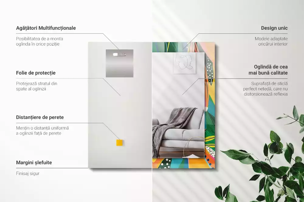 Espejo rectangular impreso Patrón abstracto colorido