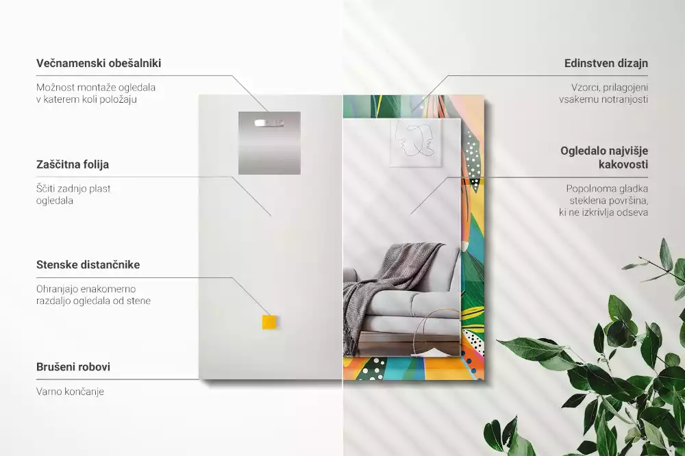 Espejo rectangular impreso Patrón abstracto colorido