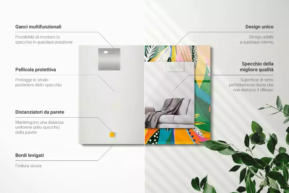 Espejo rectangular impreso Patrón abstracto colorido