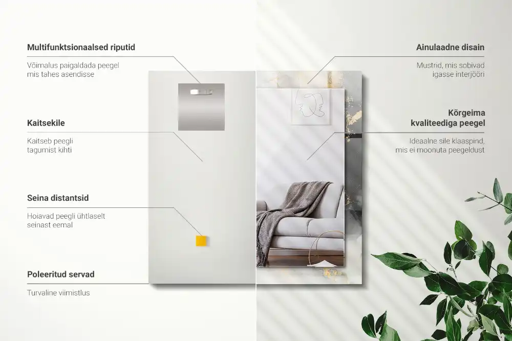 Espejo rectangular estampado Arte moderno abstracto