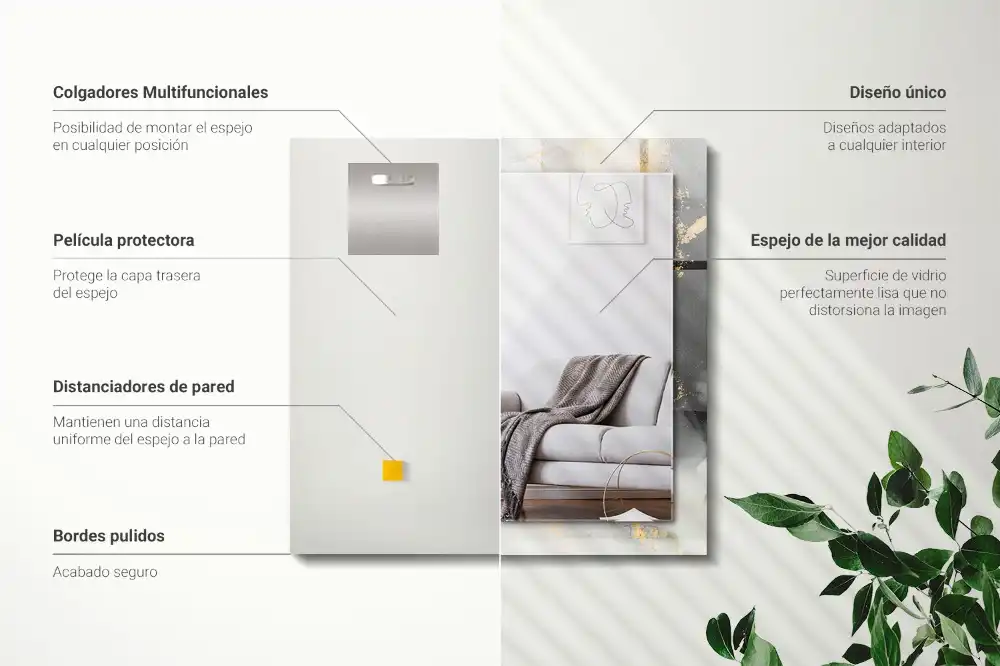 Espejo rectangular estampado Arte moderno abstracto