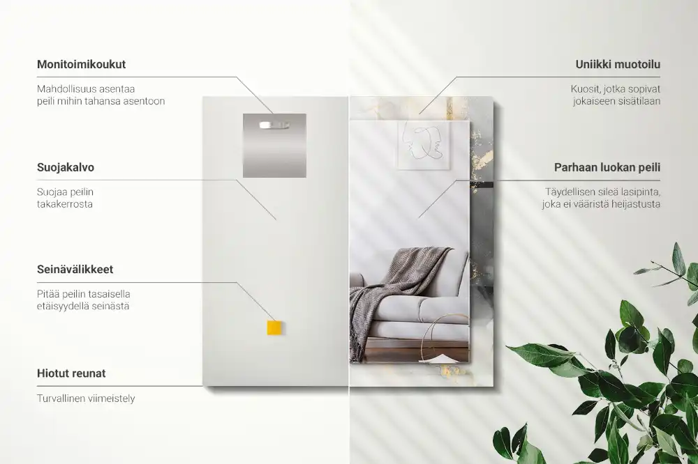 Espejo rectangular estampado Arte moderno abstracto