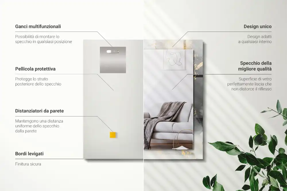 Espejo rectangular estampado Arte moderno abstracto