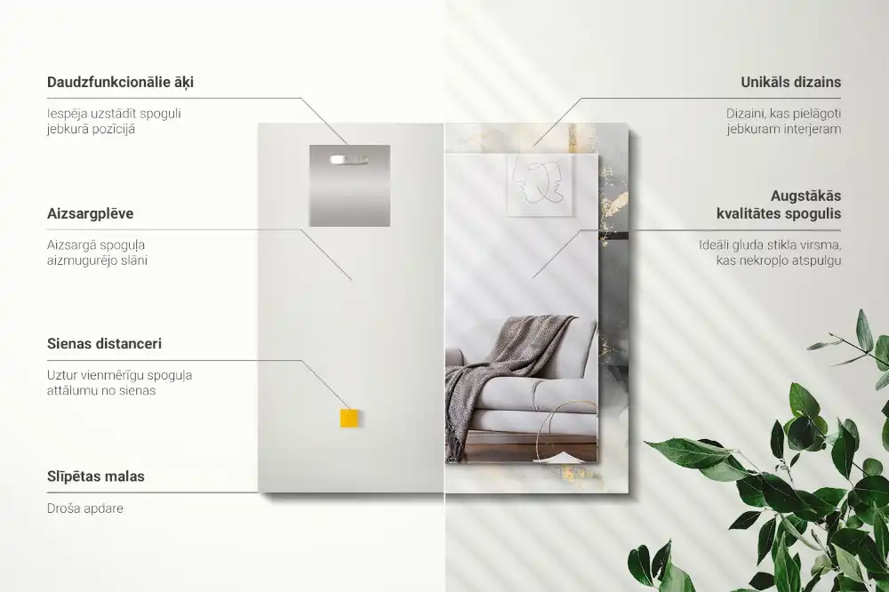 Espejo rectangular estampado Arte moderno abstracto