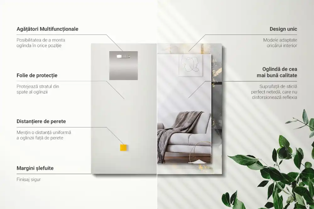 Espejo rectangular estampado Arte moderno abstracto