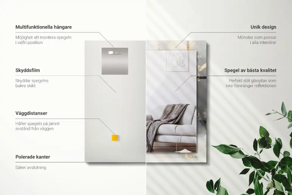 Espejo rectangular estampado Arte moderno abstracto