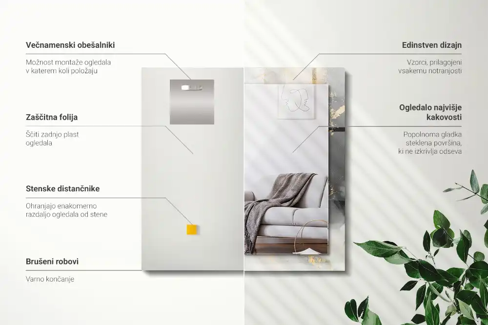 Espejo rectangular estampado Arte moderno abstracto