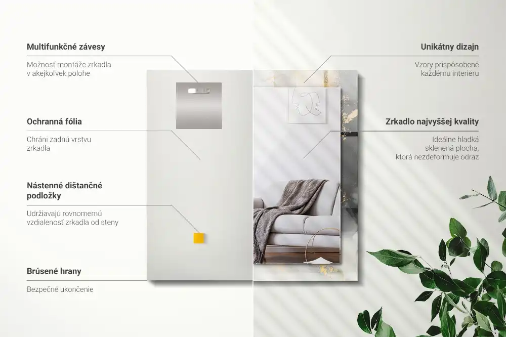 Espejo rectangular estampado Arte moderno abstracto