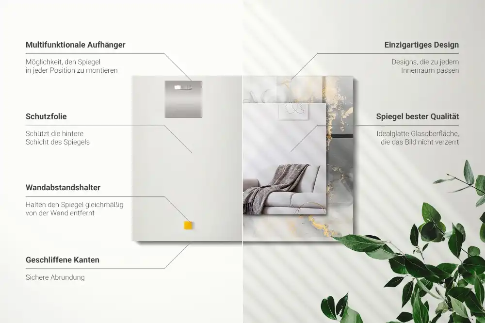 Espejo rectangular estampado Arte moderno abstracto