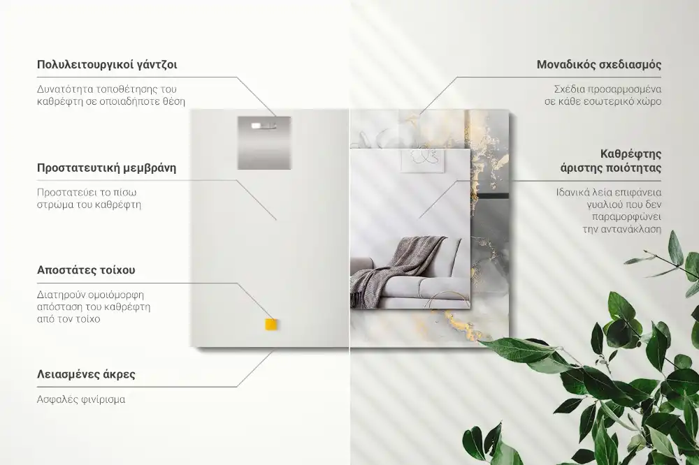 Espejo rectangular estampado Arte moderno abstracto