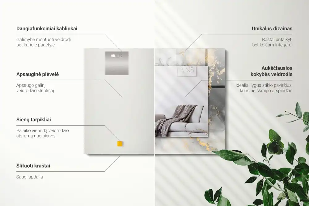 Espejo rectangular estampado Arte moderno abstracto