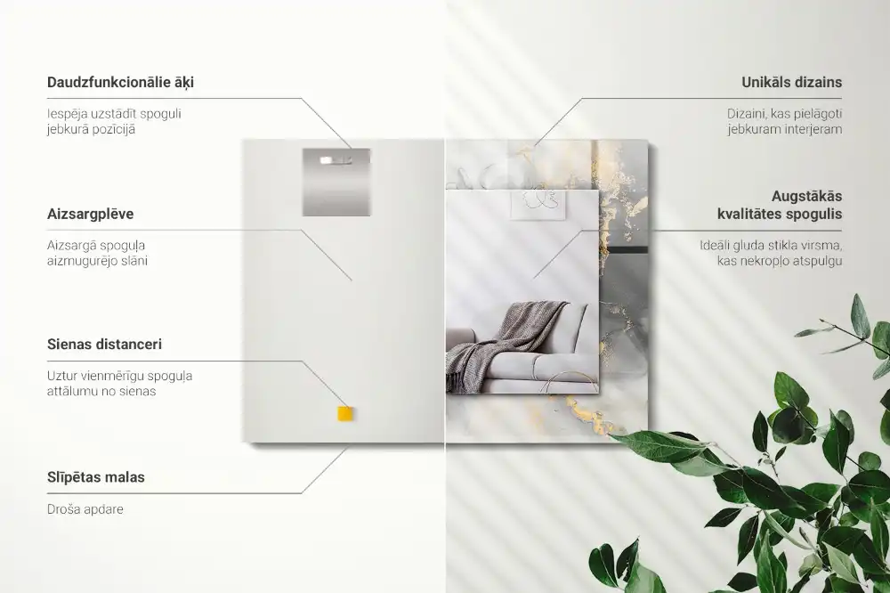 Espejo rectangular estampado Arte moderno abstracto