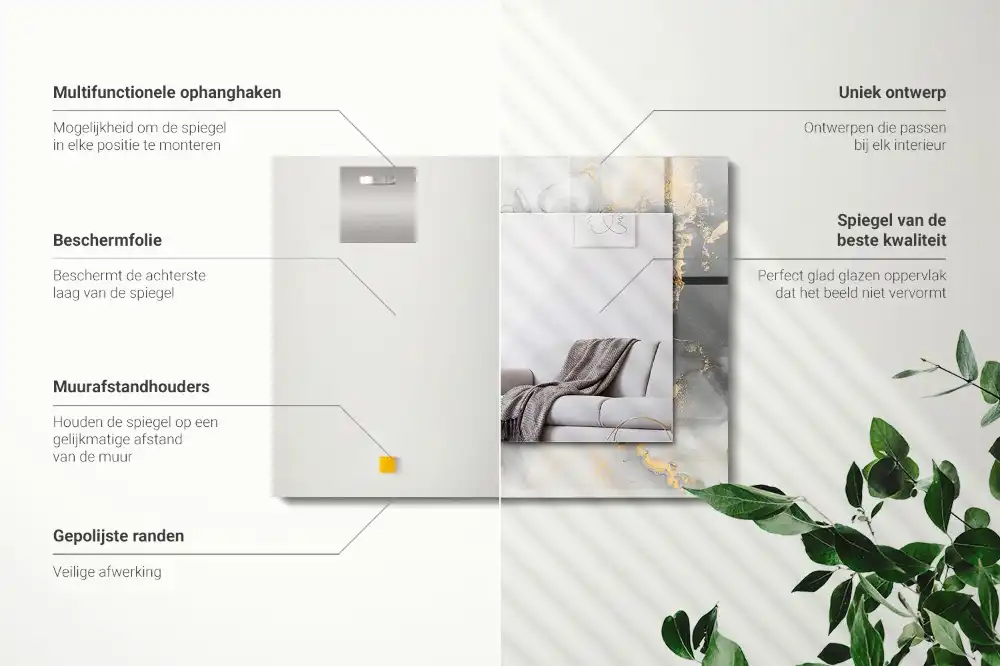 Espejo rectangular estampado Arte moderno abstracto