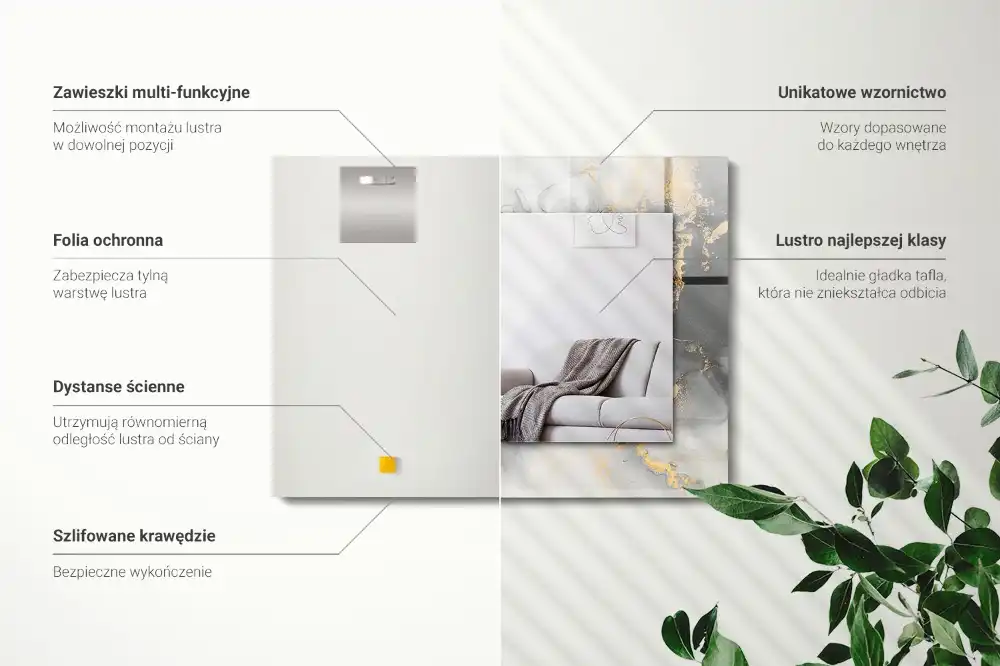 Espejo rectangular estampado Arte moderno abstracto