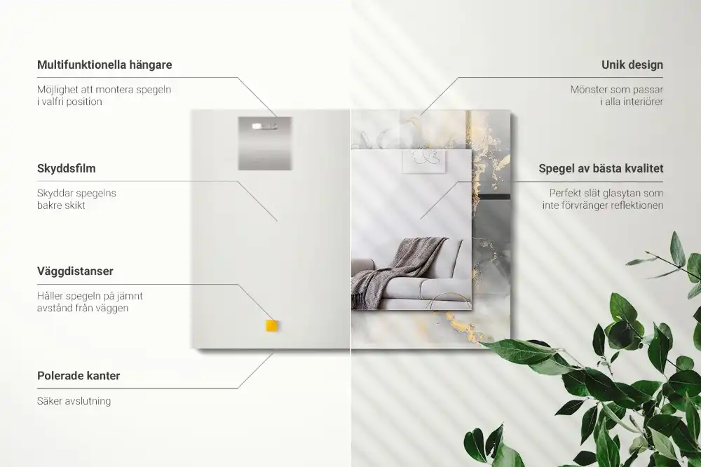 Espejo rectangular estampado Arte moderno abstracto