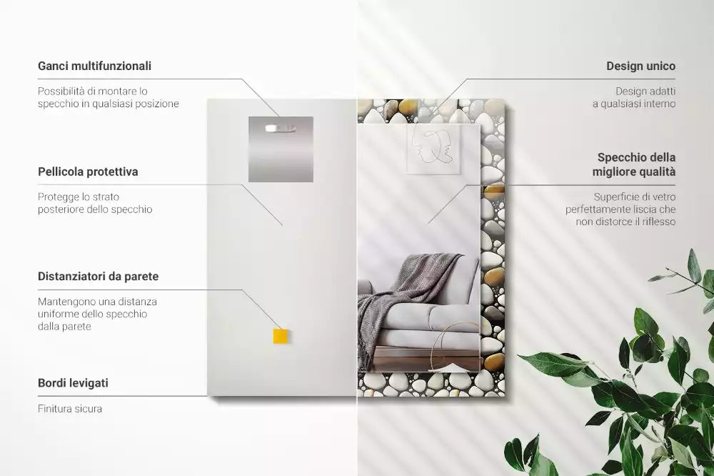 Espejo rectangular estampado Textura de patrón de piedras