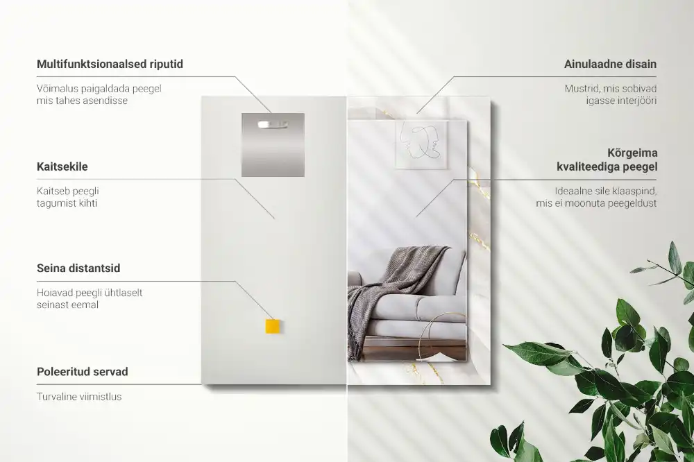 Espejo rectangular impreso mármol gris