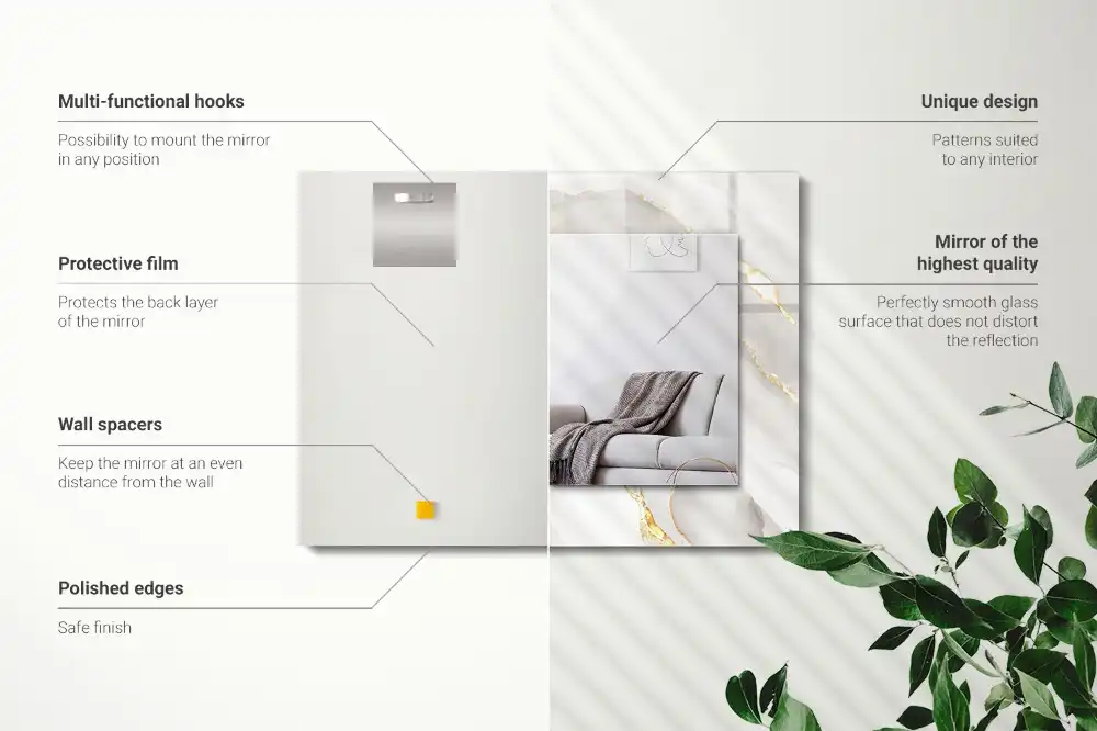 Espejo rectangular impreso mármol gris