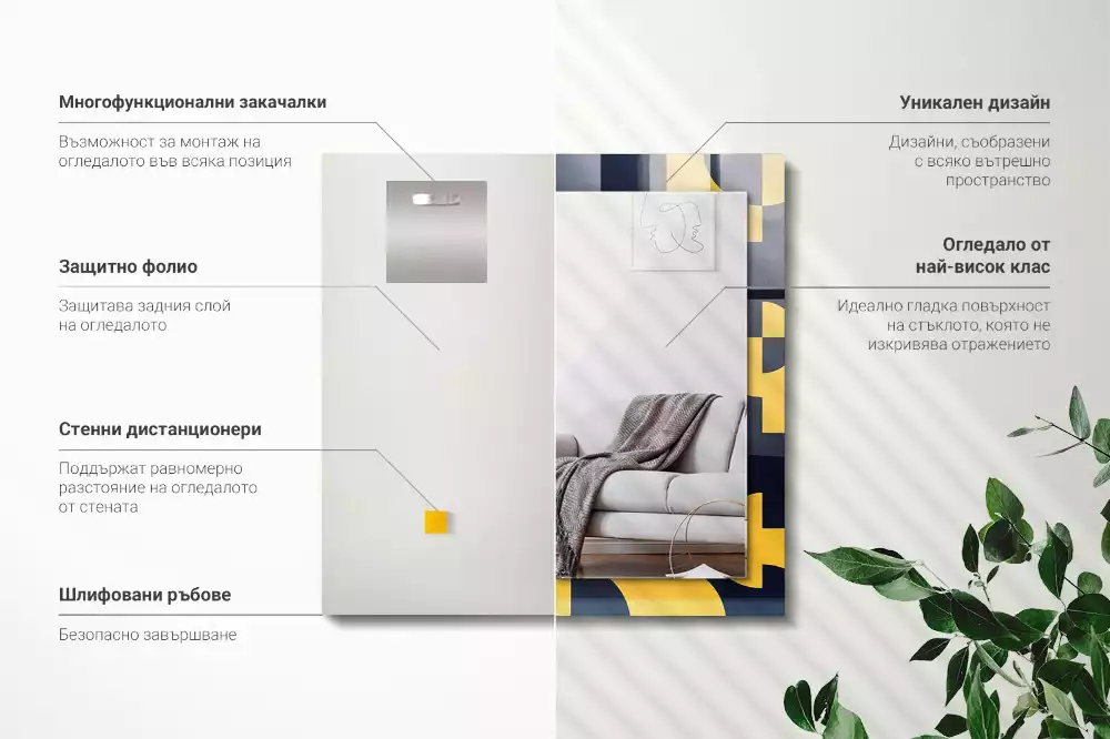 Espejo rectangular impreso Patrón geométrico abstracto