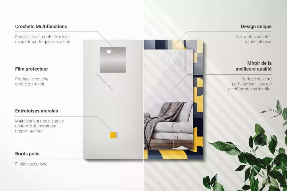 Espejo rectangular impreso Patrón geométrico abstracto