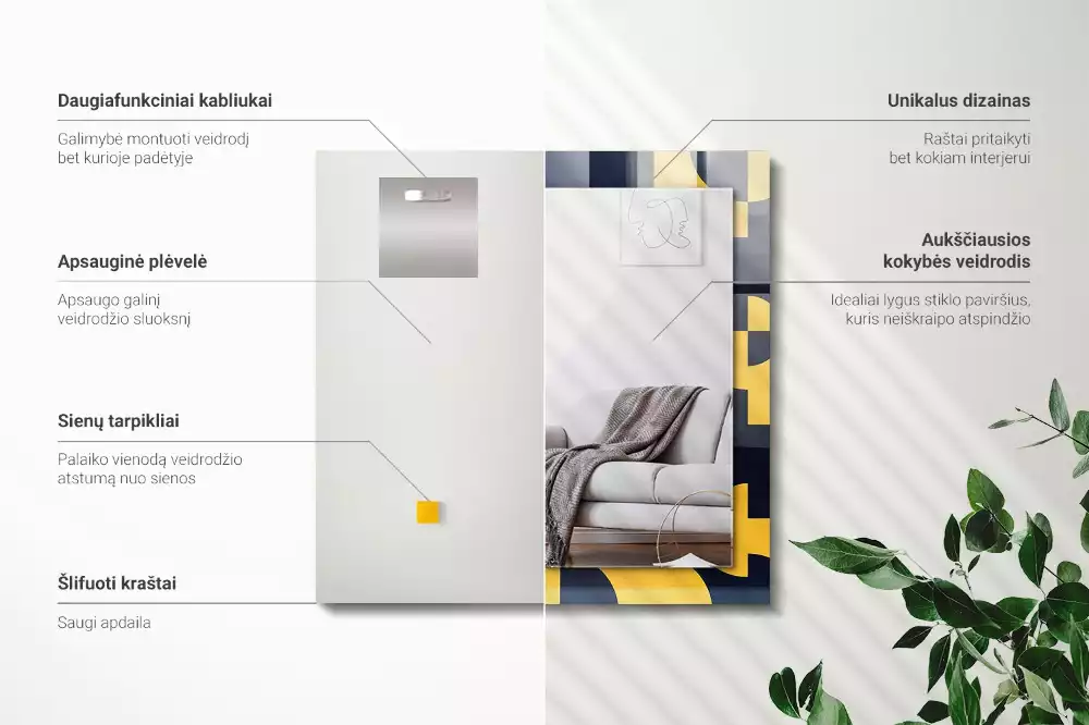 Espejo rectangular impreso Patrón geométrico abstracto