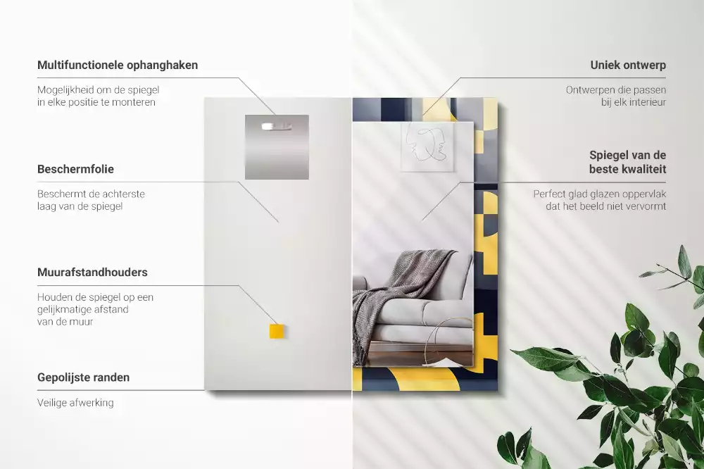 Espejo rectangular impreso Patrón geométrico abstracto