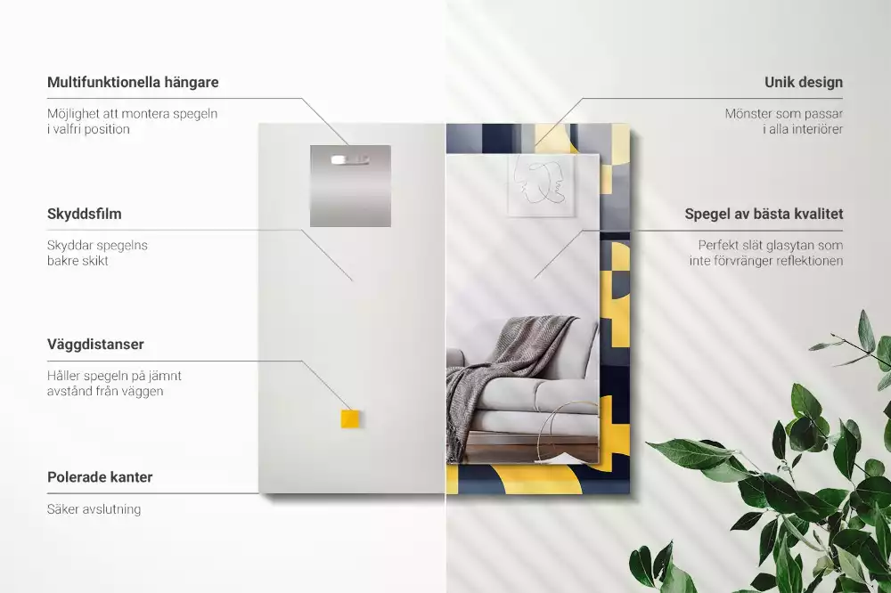 Espejo rectangular impreso Patrón geométrico abstracto