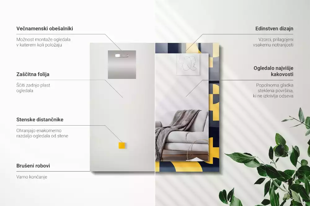 Espejo rectangular impreso Patrón geométrico abstracto