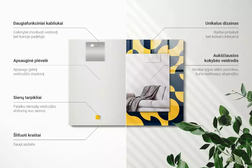 Espejo rectangular impreso Patrón geométrico abstracto