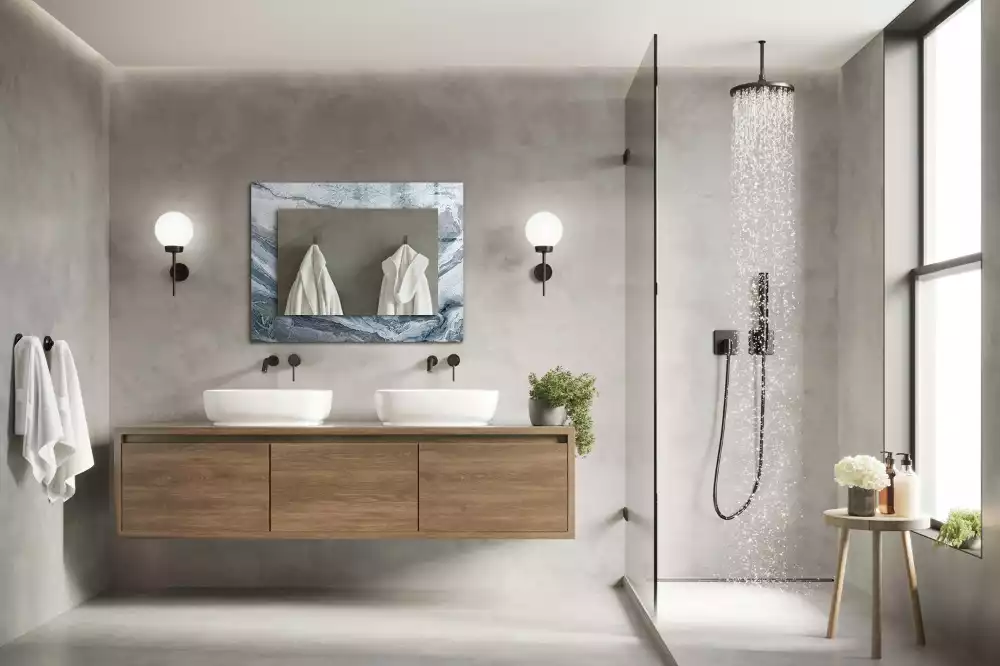 Espejo rectangular estampado Mármol en tonos