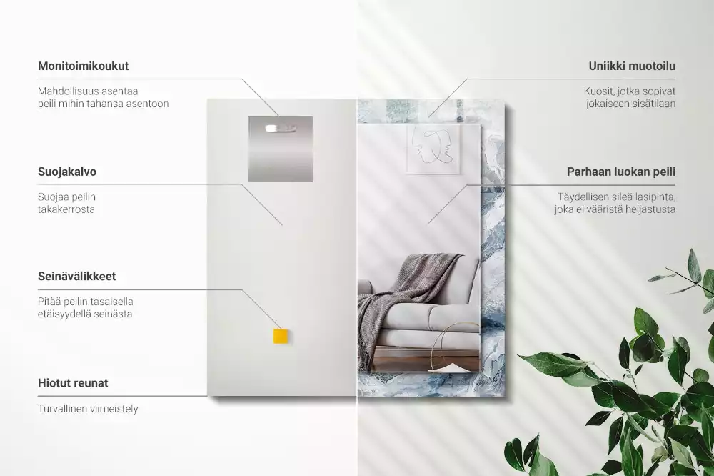 Espejo rectangular estampado Mármol en tonos