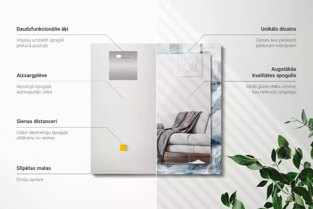 Espejo rectangular estampado Mármol en tonos