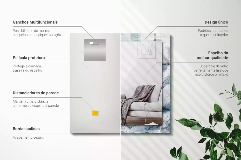 Espejo rectangular estampado Mármol en tonos