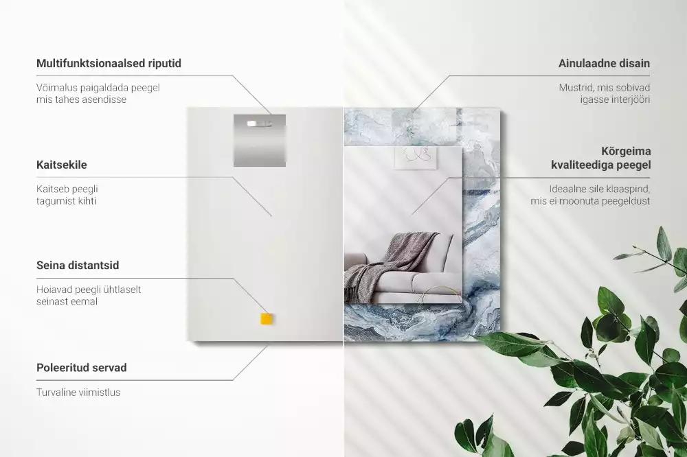 Espejo rectangular estampado Mármol en tonos