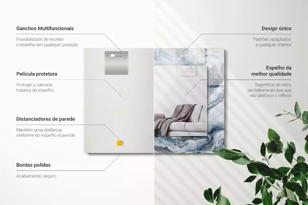 Espejo rectangular estampado Mármol en tonos