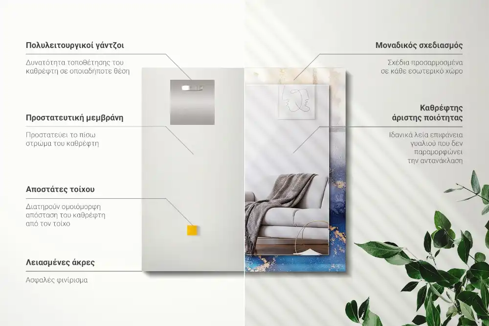 Espejo rectangular estampado Arte plástico abstracto