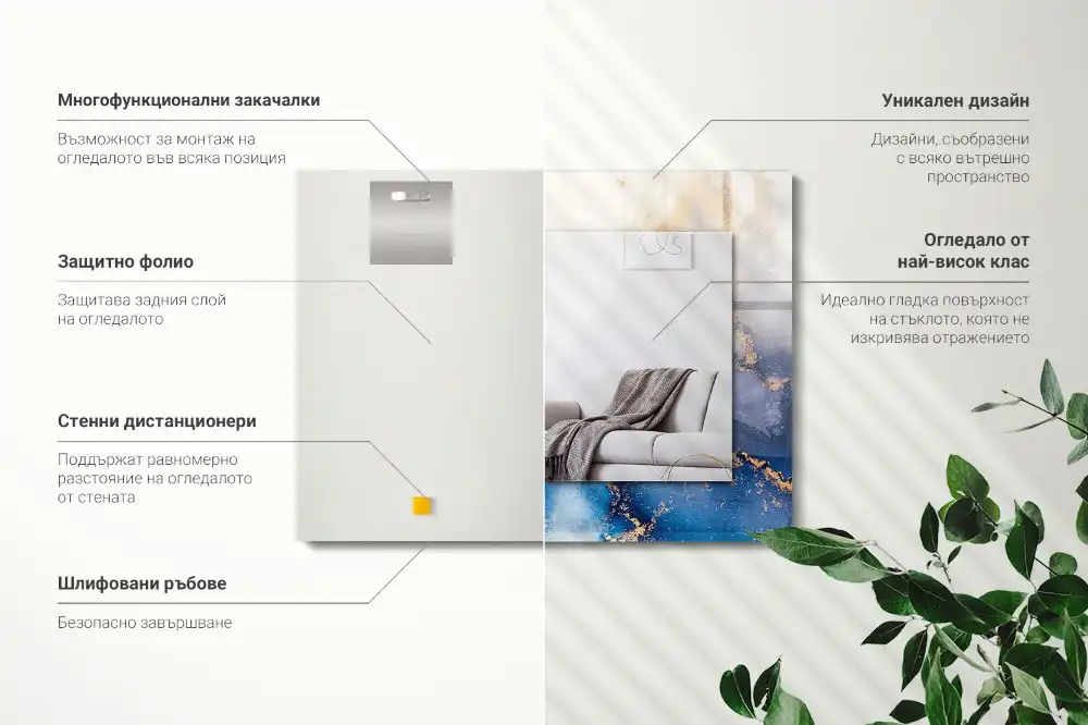 Espejo rectangular estampado Arte plástico abstracto