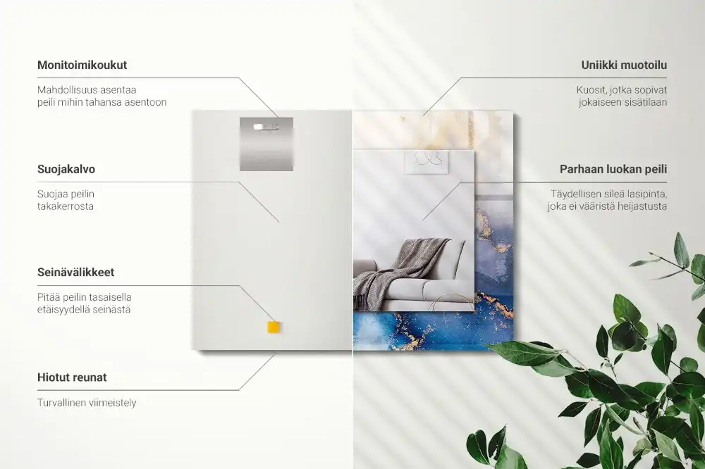 Espejo rectangular estampado Arte plástico abstracto