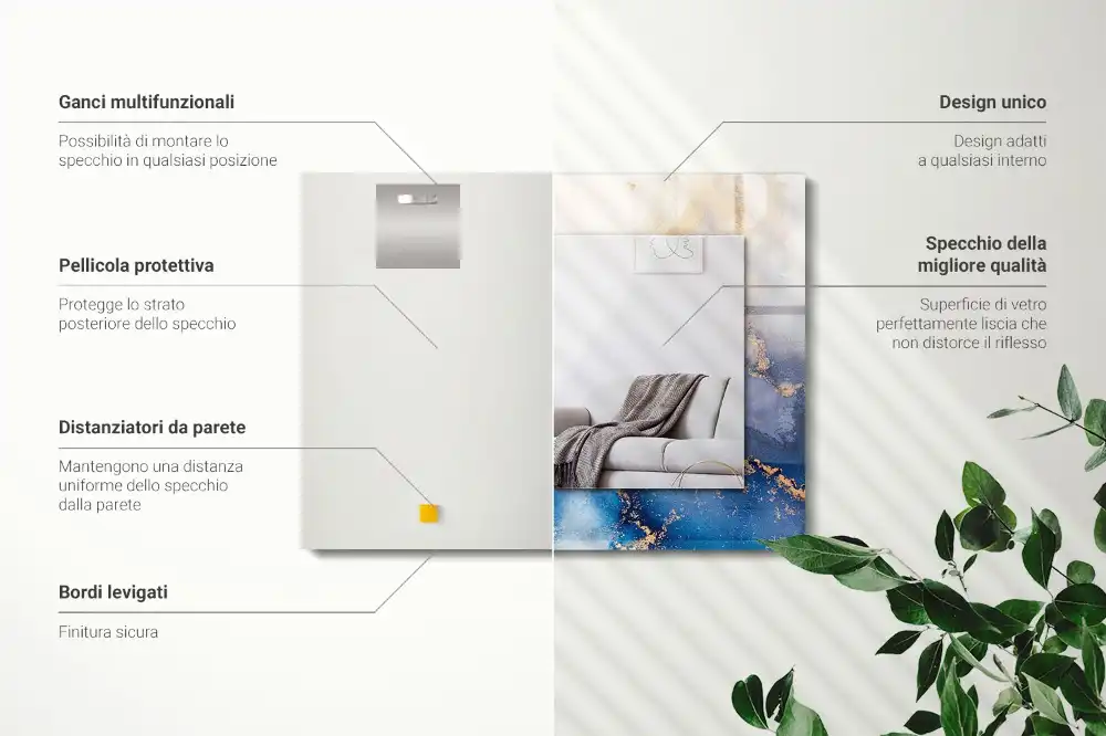 Espejo rectangular estampado Arte plástico abstracto