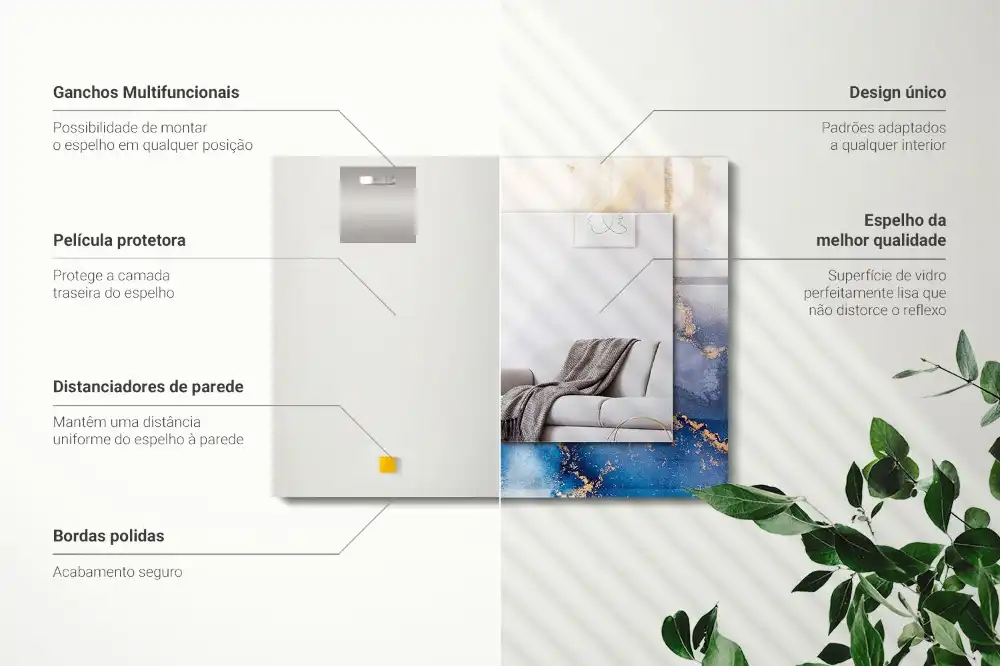 Espejo rectangular estampado Arte plástico abstracto