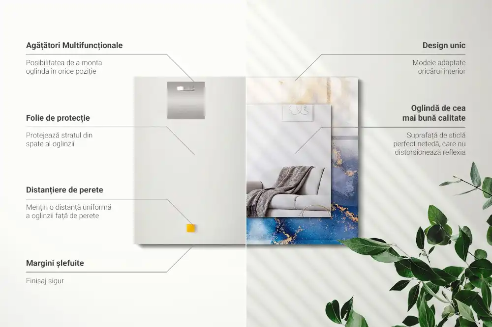 Espejo rectangular estampado Arte plástico abstracto