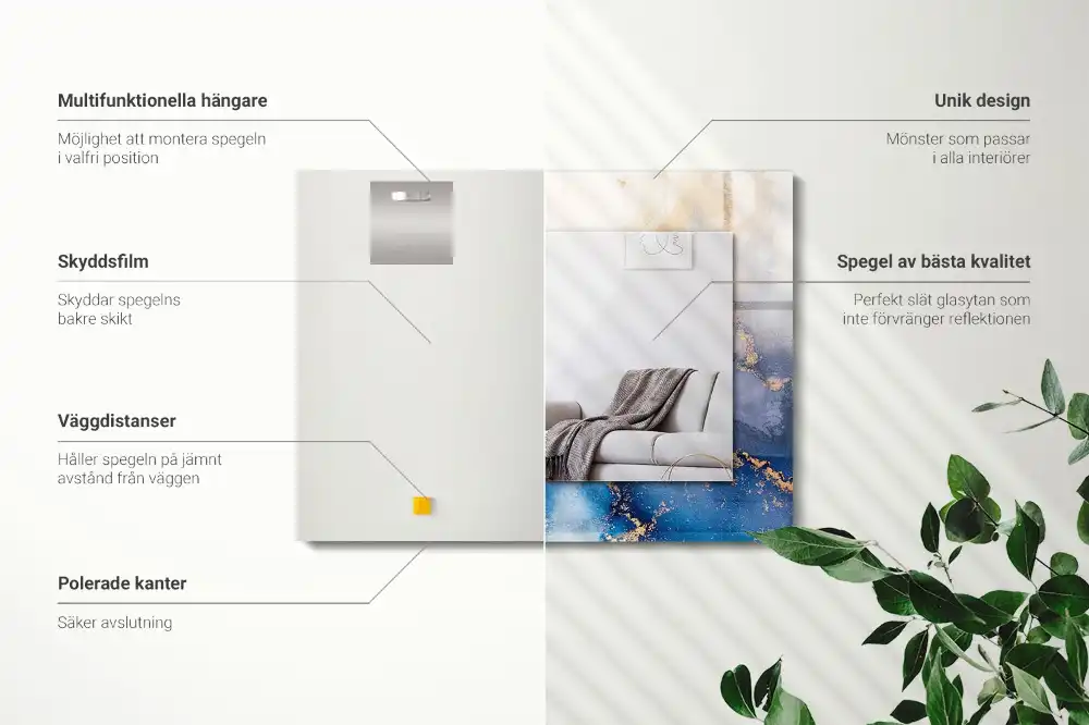 Espejo rectangular estampado Arte plástico abstracto