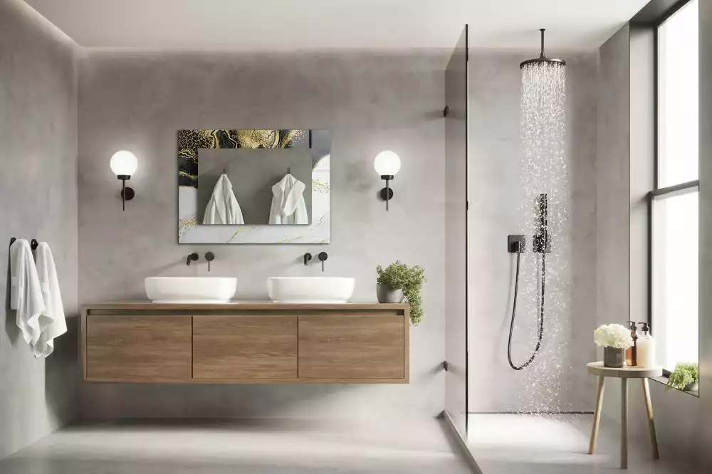 Espejo rectangular impreso Arte abstracto dorado