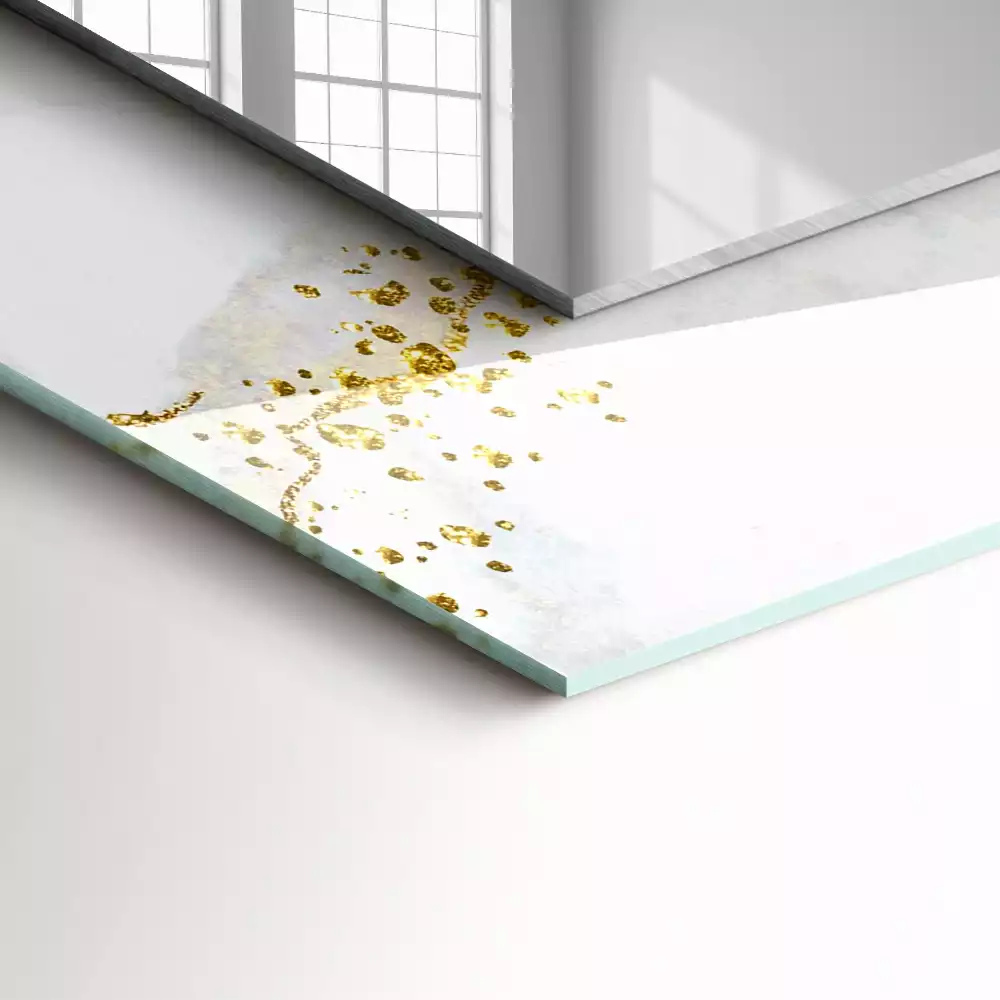 Espejo rectangular impreso Arte abstracto dorado