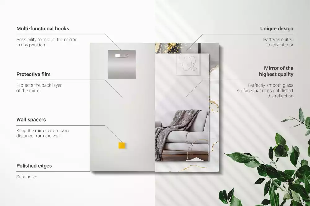 Espejo rectangular impreso Arte abstracto dorado