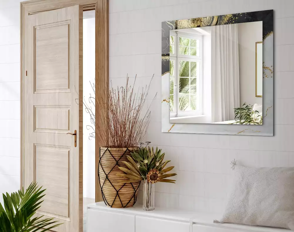 Espejo rectangular impreso Arte abstracto dorado